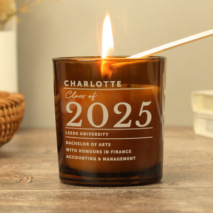 Personalised Graduation Amber Glass Candle - image 3