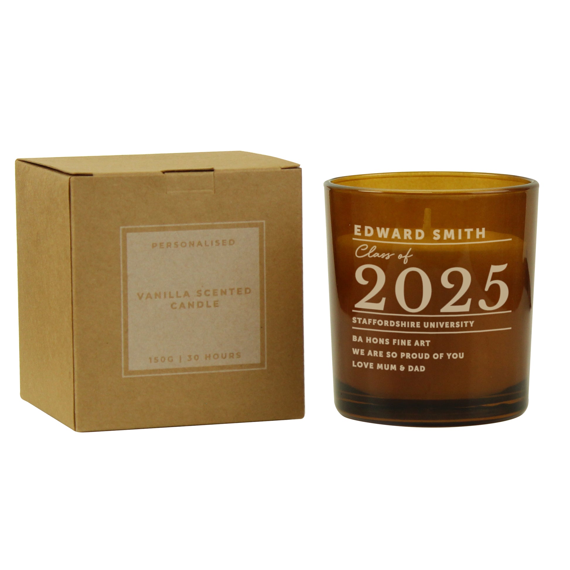 Personalised Graduation Amber Glass Candle - image 6