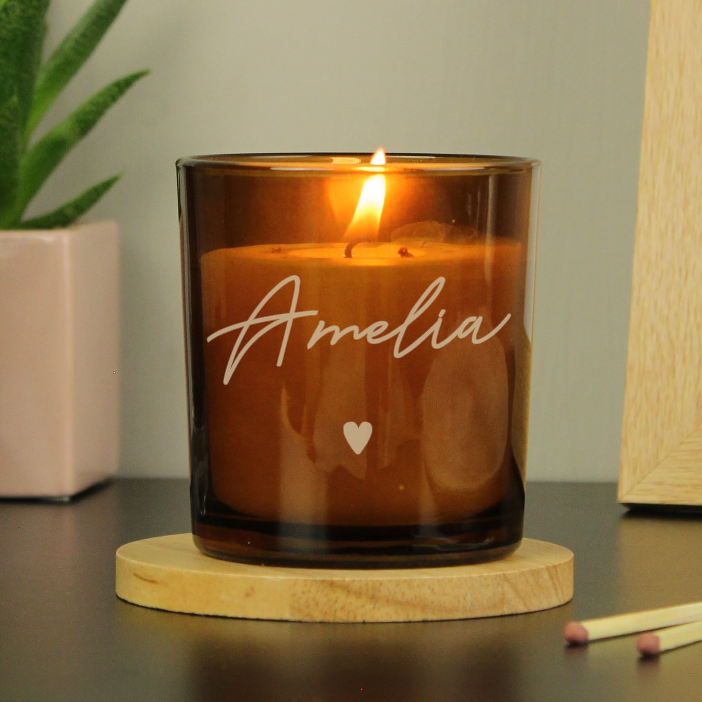 Personalised Amber Glass Candle from Heartfelt Gifts