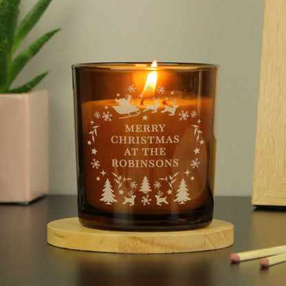 Personalised Engraved Christmas Amber Glass Candle from Heartfelt Gifts