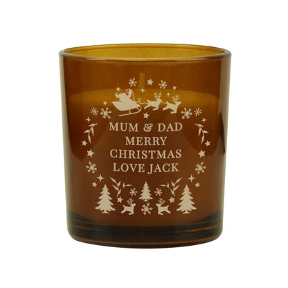 Personalised Engraved Christmas Amber Glass Candle - image 5