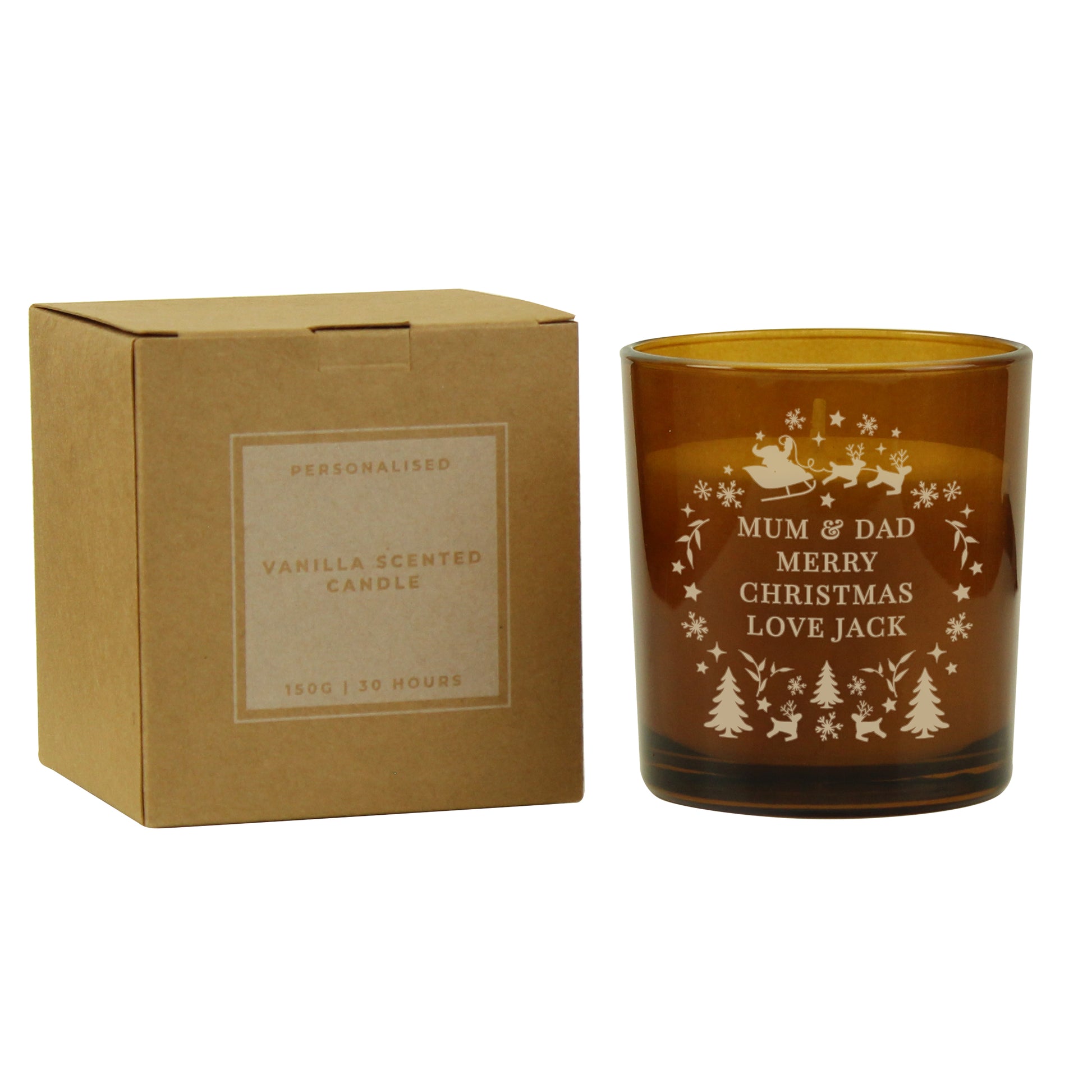 Personalised Engraved Christmas Amber Glass Candle - image 6