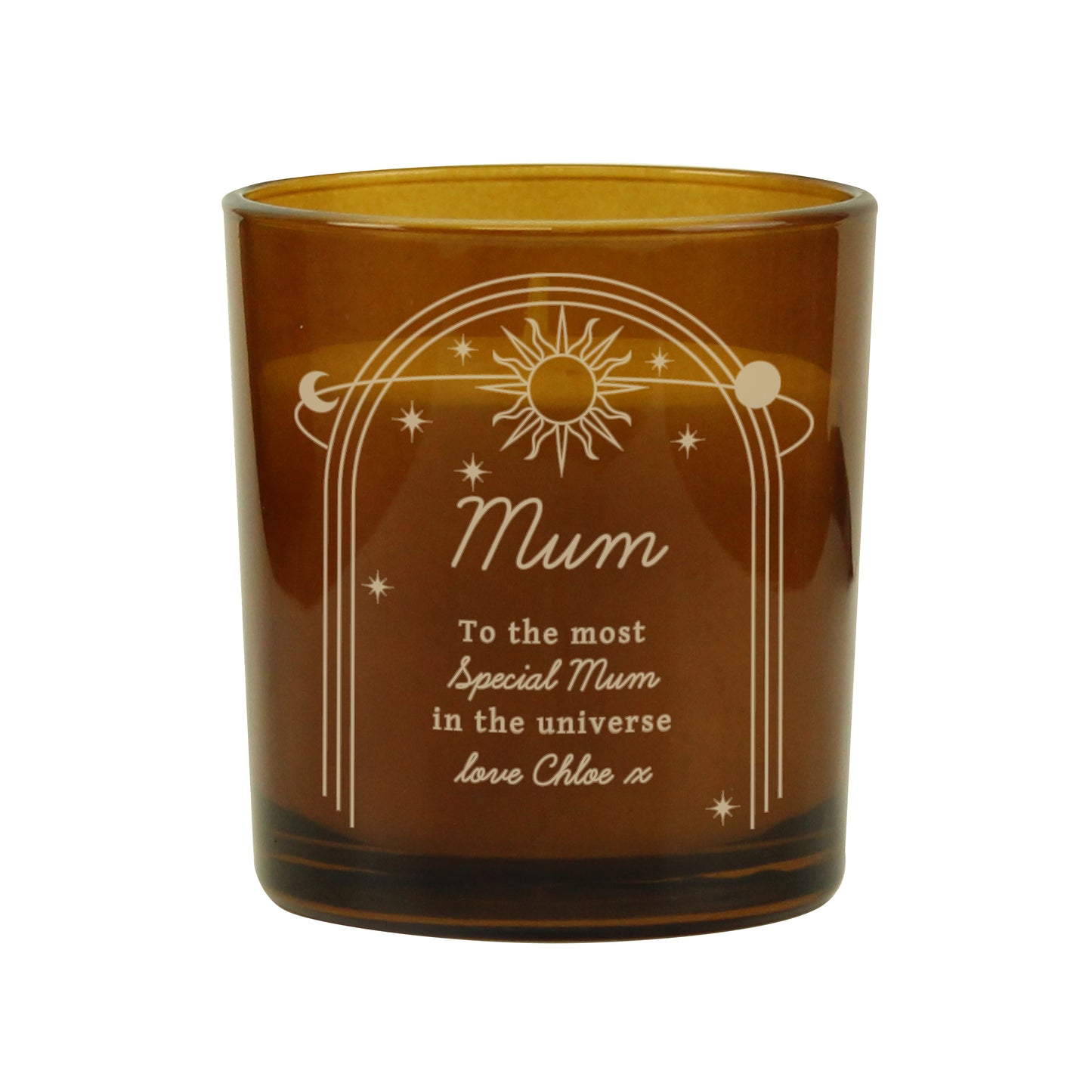 Personalised Celestial Amber Glass Candle - image 5