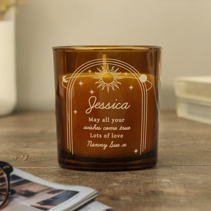 Personalised Celestial Amber Glass Candle - image 7