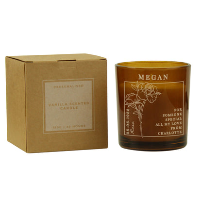 Personalised June Birth Flower Amber Glass Candle - image 7