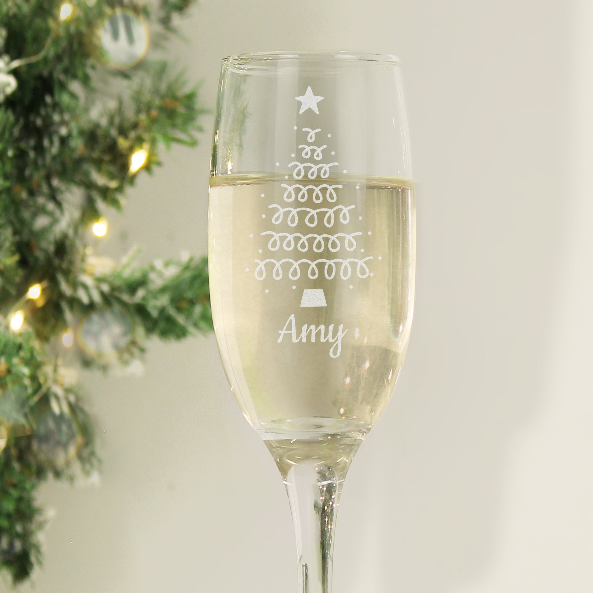 Personalised Christmas Tree Glass Flute - image 2