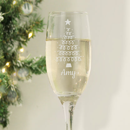 Personalised Christmas Tree Glass Flute - image 2