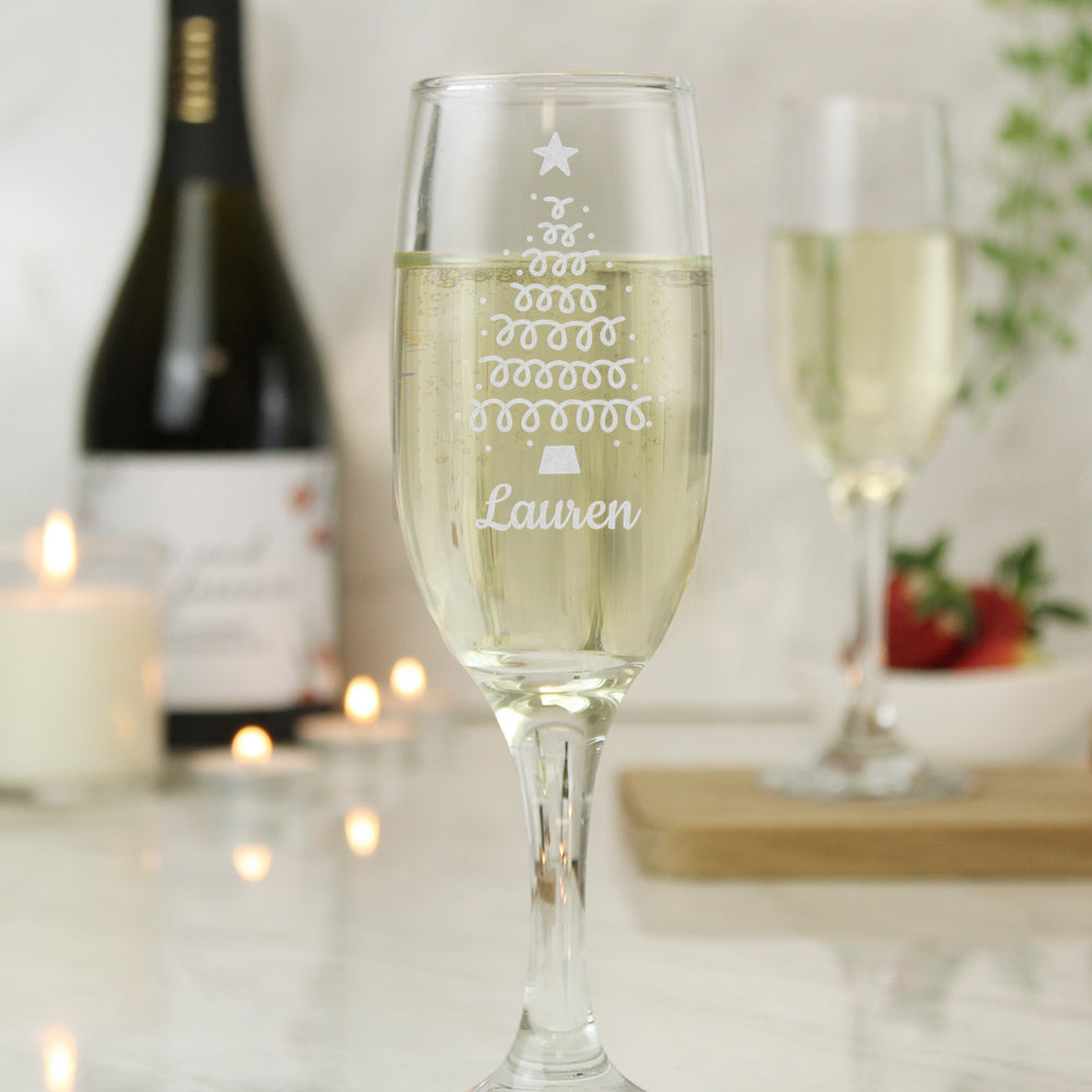 Personalised Christmas Tree Glass Flute - image 3