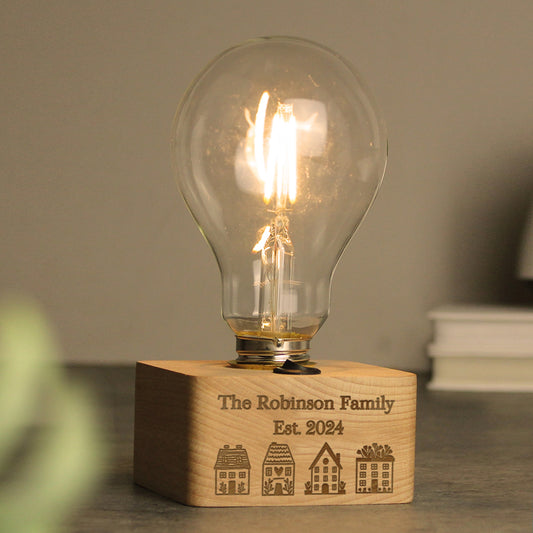 Personalised Home Wooden Bulb Light from Heartfelt Gifts