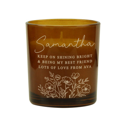 Personalised Wild Flowers Amber Glass Candle - image 5