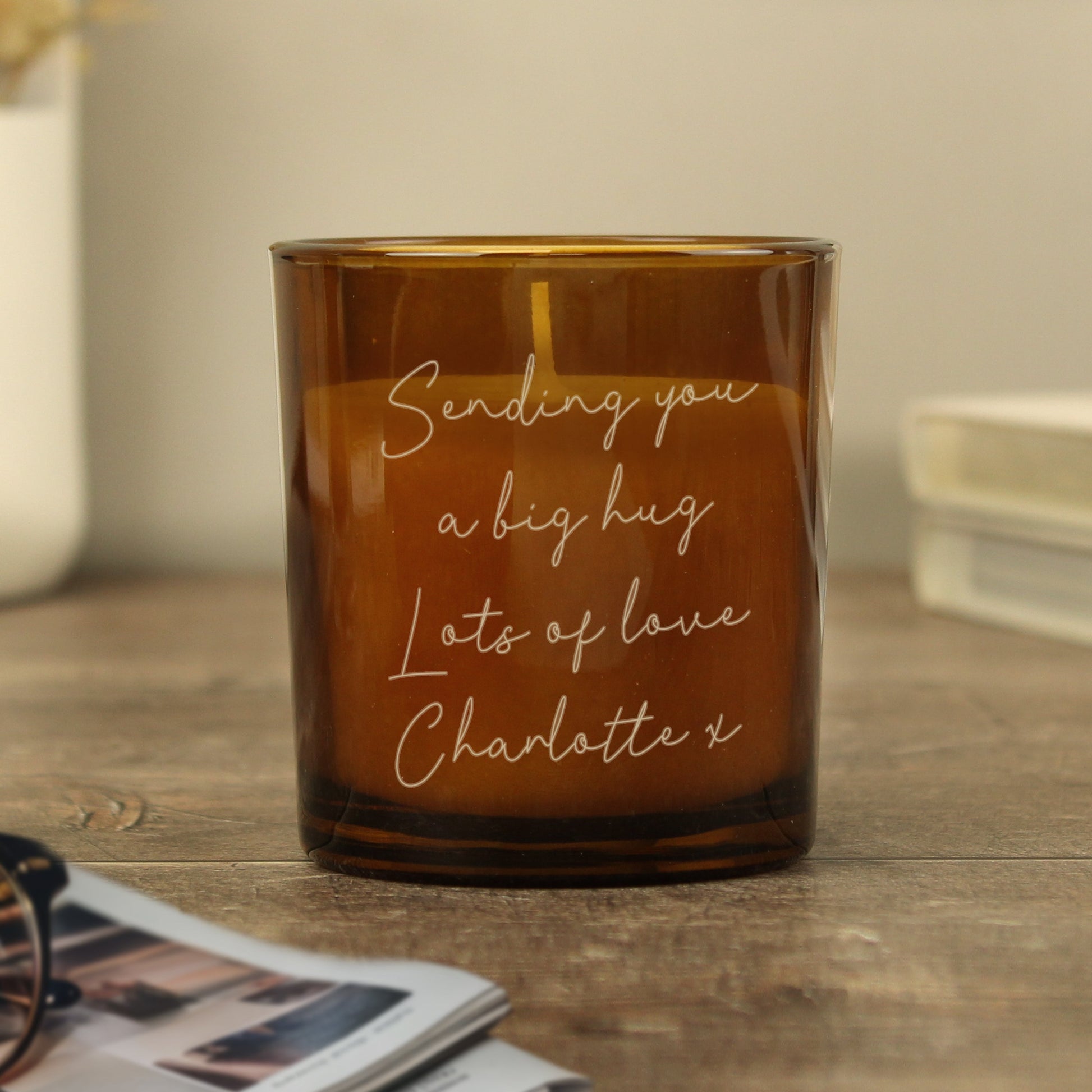 Personalised Engraved Message Amber Glass Holder - image 4