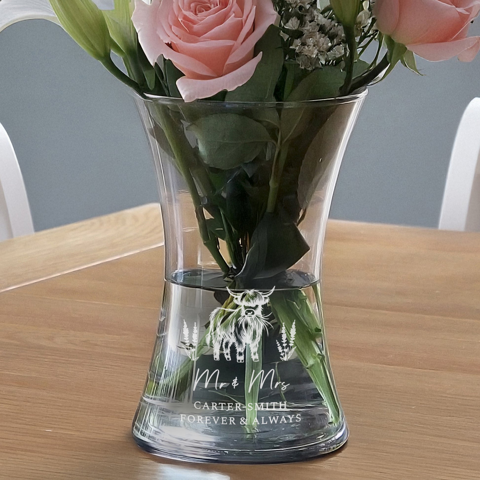 Personalised Highland Cow Waisted Vase – Flower Vase Home Gift - image 3