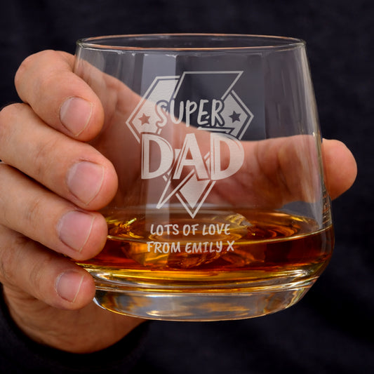 Personalised Super Dad Tumbler Glass – Father's Day & Birthday Gift for Dad - image 2