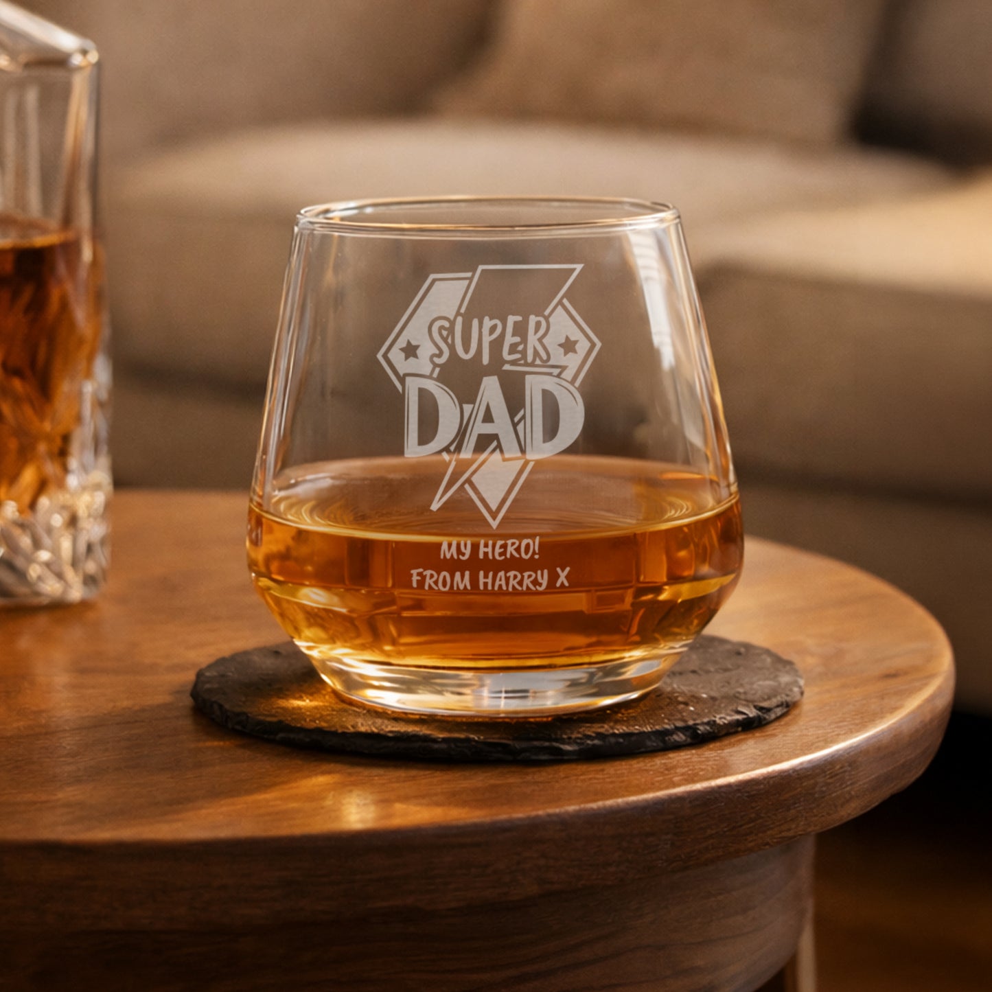 Personalised Super Dad Tumbler Glass – Father's Day & Birthday Gift for Dad - image 3