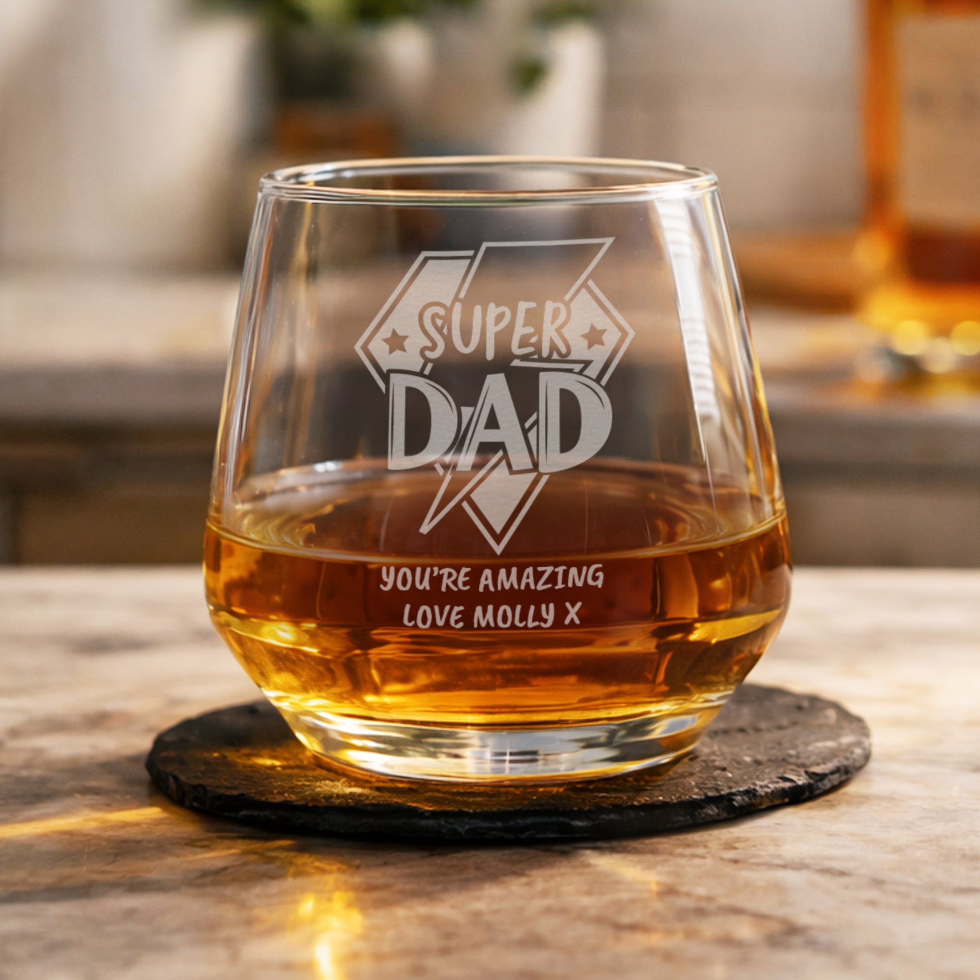 Personalised Super Dad Tumbler Glass – Father's Day & Birthday Gift for Dad - image 6