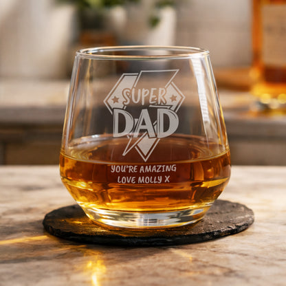 Personalised Super Dad Tumbler Glass – Father's Day & Birthday Gift for Dad - image 6