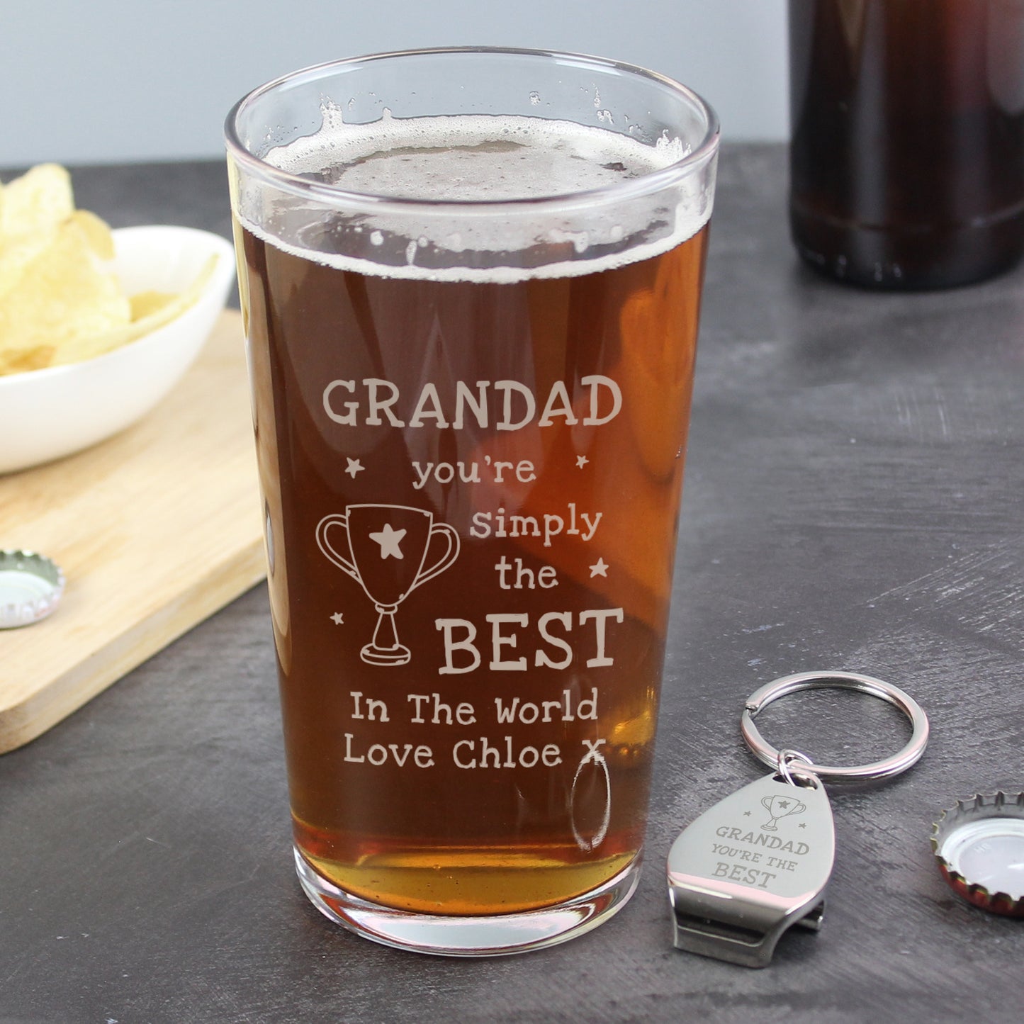 Personalised Simply The Best Pint Glass & Bottle Opener Set – Birthday Gift - image 2