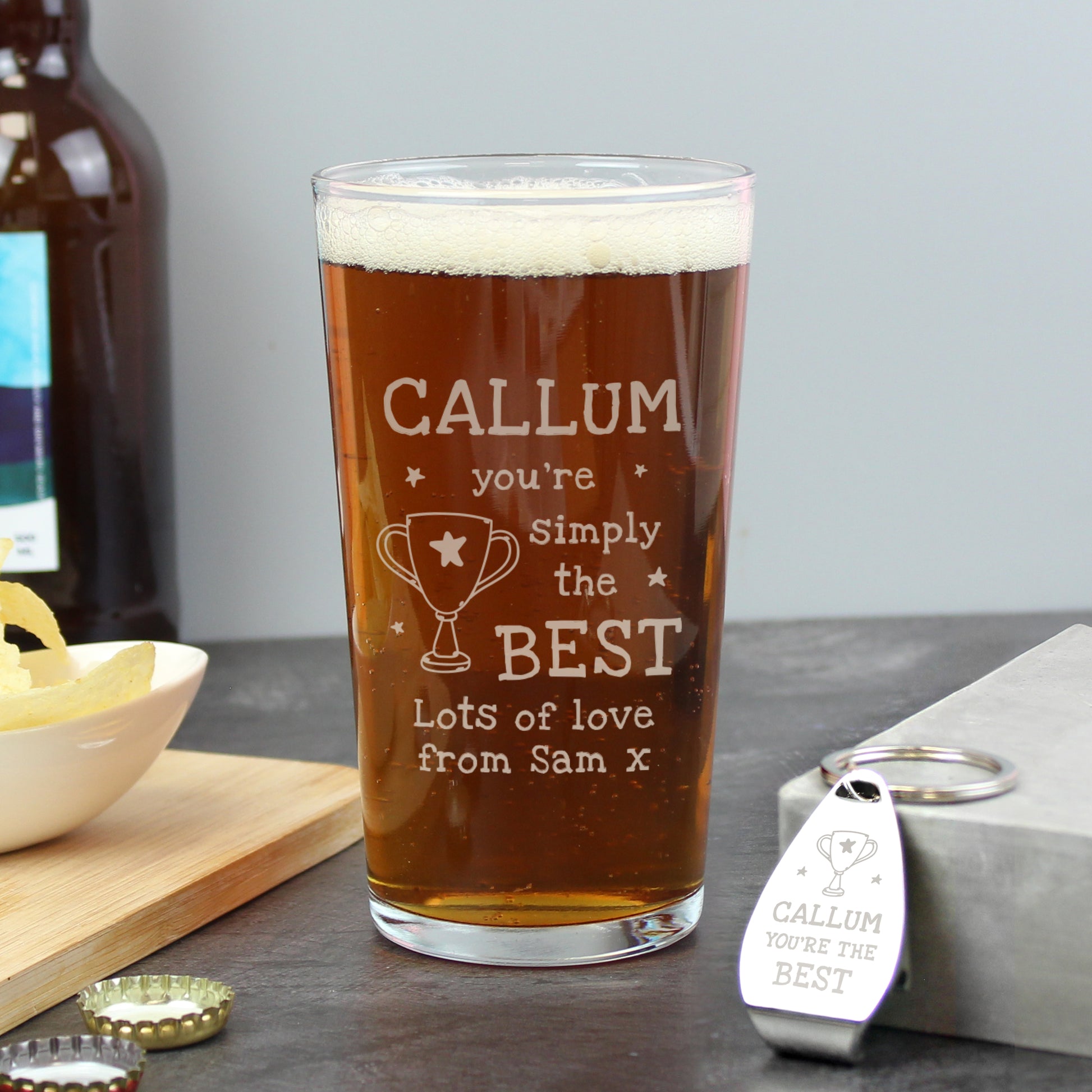 Personalised Simply The Best Pint Glass & Bottle Opener Set – Birthday Gift - image 3
