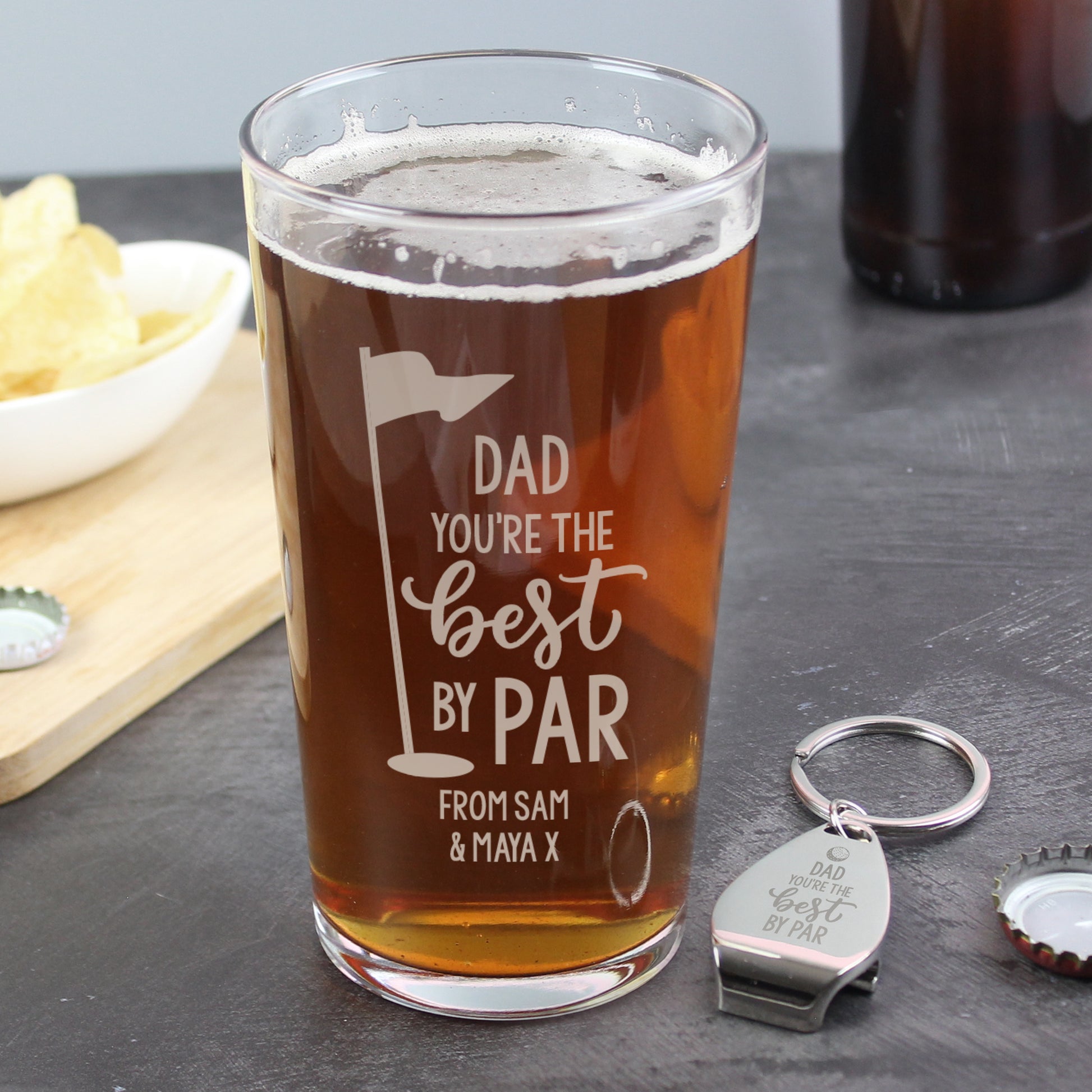 Personalised Best by Par Pint Glass & Bottle Opener Set – Golf Fan Gift - image 2