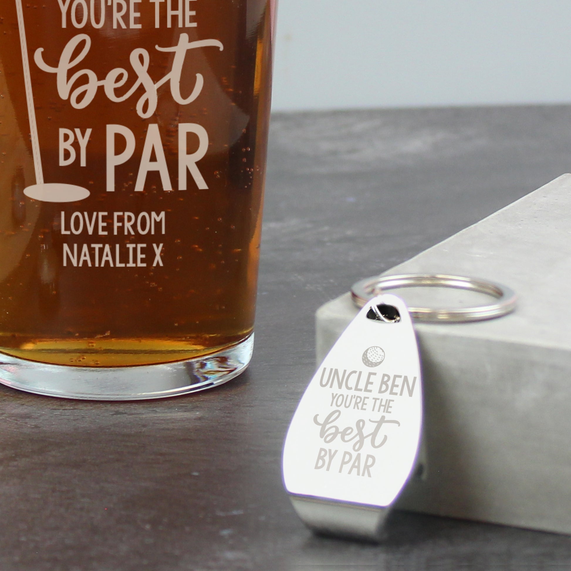 Personalised Best by Par Pint Glass & Bottle Opener Set – Golf Fan Gift - image 4