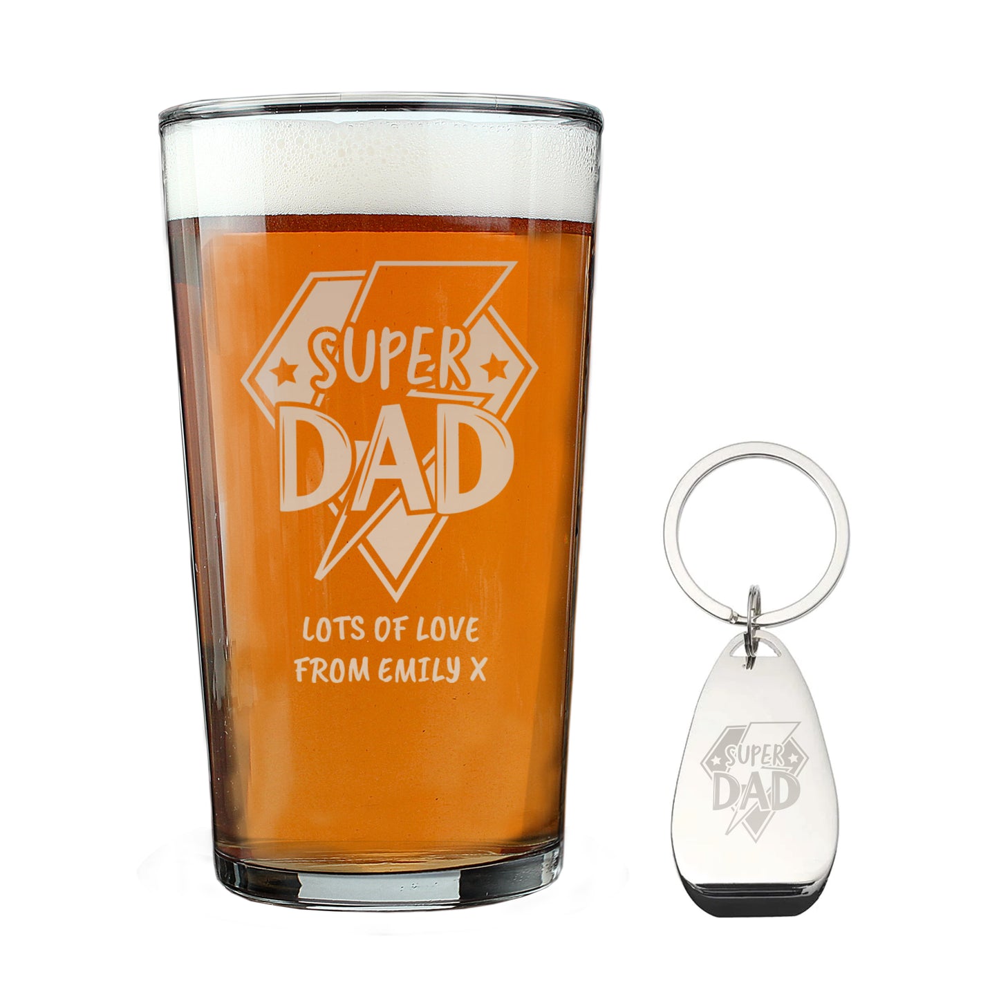 Personalised Super Dad Pint Glass & Bottle Opener Set – Father's Day Gift - image 5