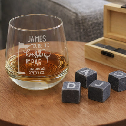 Personalised Best by Par Whisky Glass & Stones Set – Golf Lover Gift - image 2