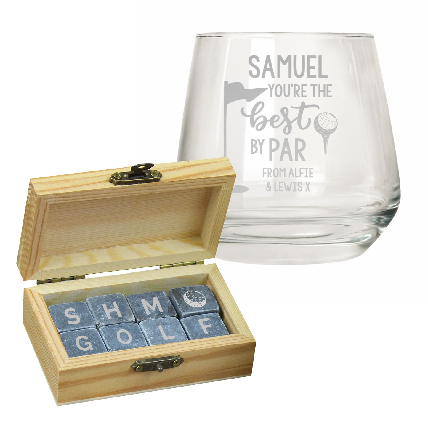 Personalised Best by Par Whisky Glass & Stones Set – Golf Lover Gift - image 5