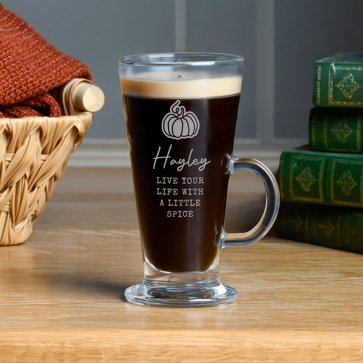 Personalised Pumpkin Latte Glass – Autumn Coffee Birthday Seasonal Gift - image 2