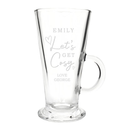 Personalised Get Cosy Latte Glass – Cosy Coffee Birthday Seasonal Gift - image 4