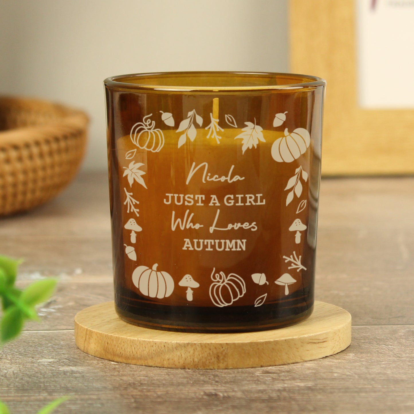 Personalised Pumpkins Amber Glass Vanilla Candle – Autumn Seasonal Scented Gift - image 3