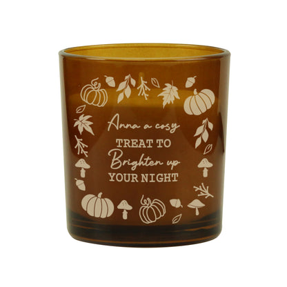 Personalised Pumpkins Amber Glass Vanilla Candle – Autumn Seasonal Scented Gift - image 5