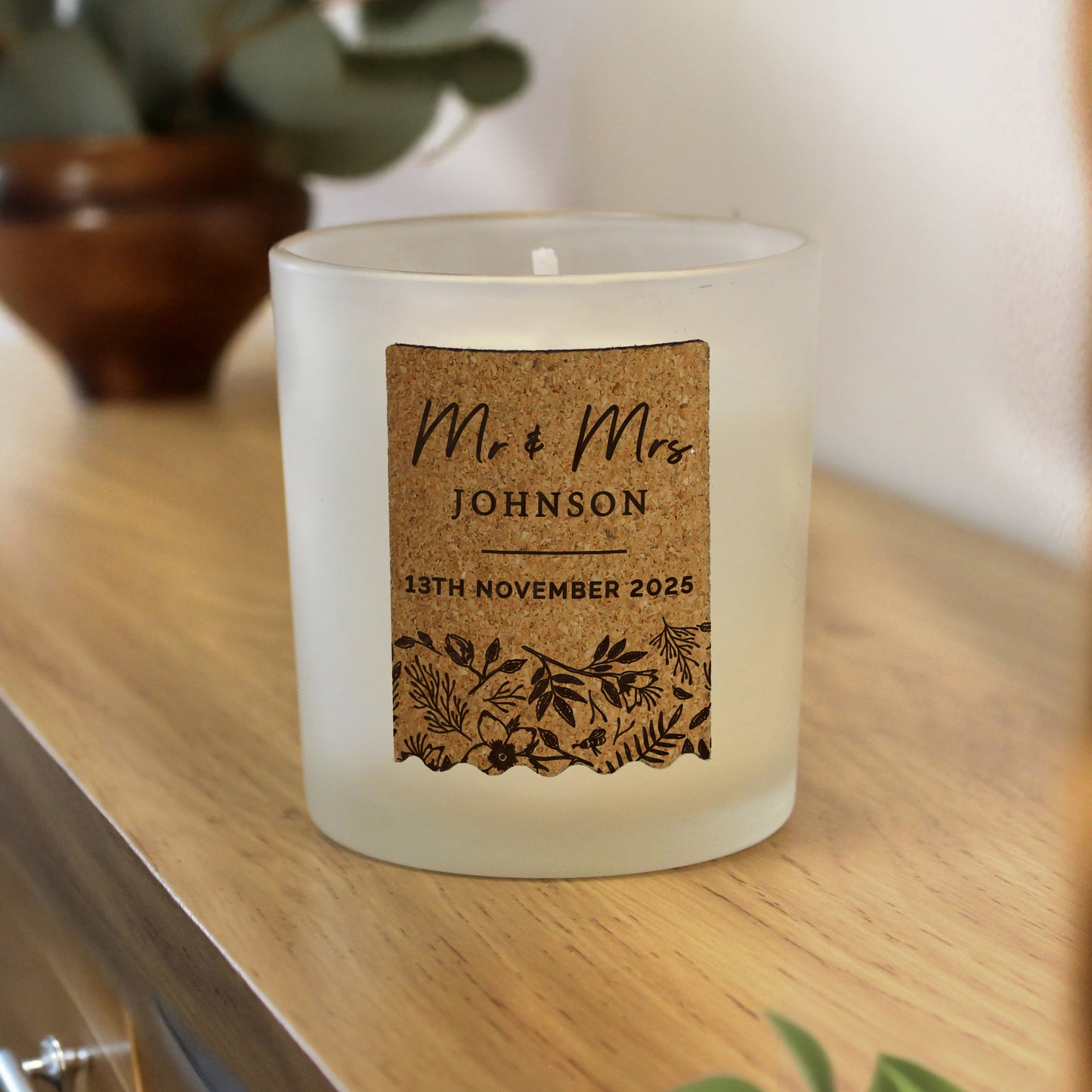 Personalised Wedding Cork Label Vanilla Candle Jar – Wedding Anniversary Gift