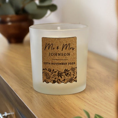Personalised Wedding Cork Label Vanilla Candle Jar – Wedding Anniversary Gift