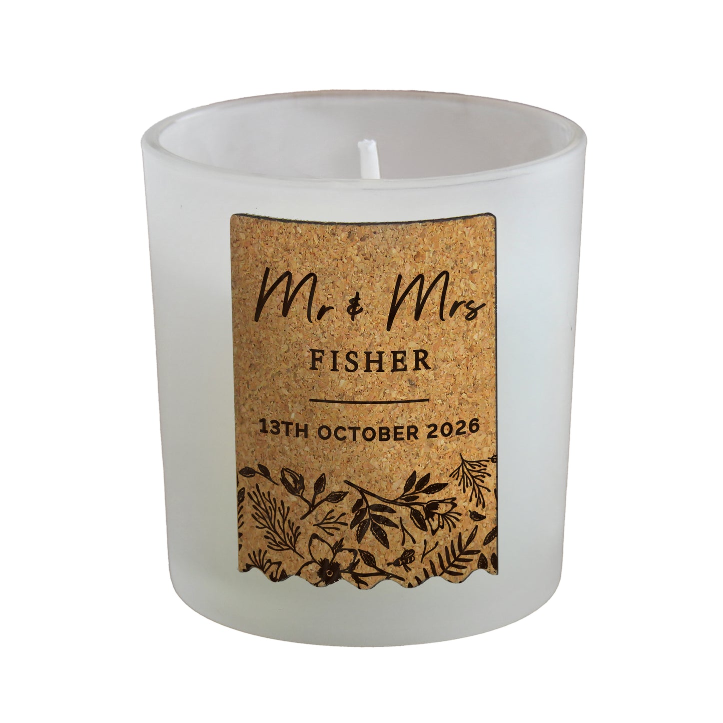 Personalised Wedding Cork Label Candle Jar – Wedding Anniversary Gift - image 4