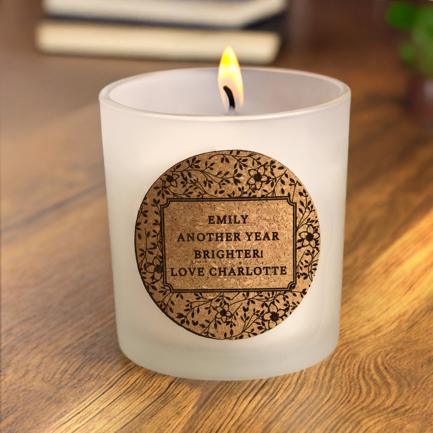 Personalised Floral Cork Label Vanilla Candle Jar – Birthday Mother's Day Gift for Her