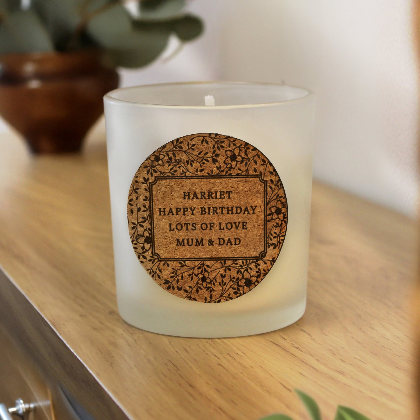 Personalised Floral Cork Label Candle Jar – Birthday Mother's Day Gift for Her - image 2