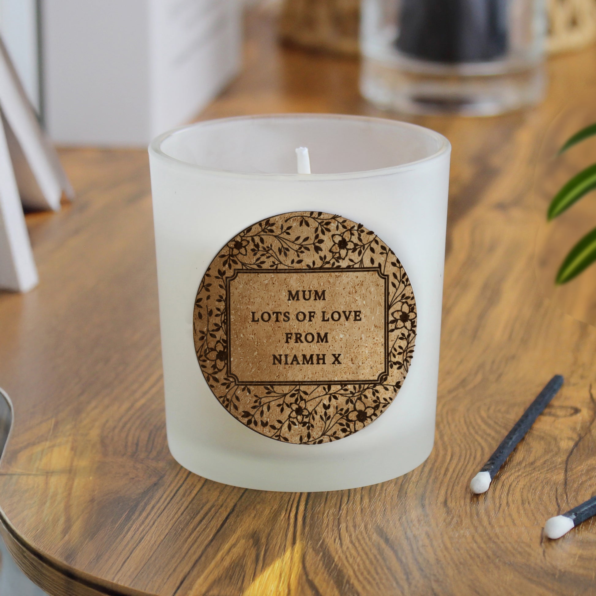 Personalised Floral Cork Label Candle Jar – Birthday Mother's Day Gift for Her - image 3