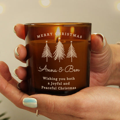 Personalised Christmas Tree Amber Glass Candle – Christmas Gift - image 2