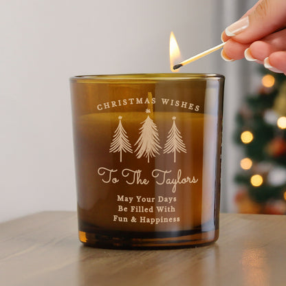 Personalised Christmas Tree Amber Glass Candle – Christmas Gift - image 3