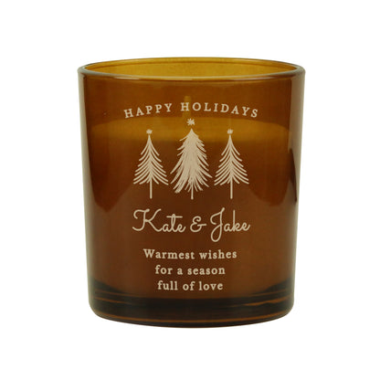 Personalised Christmas Tree Amber Glass Candle – Christmas Gift - image 4