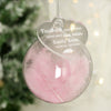 Personalised Pink Memorial Feather Glass Bauble – Bereavement Christmas Gift