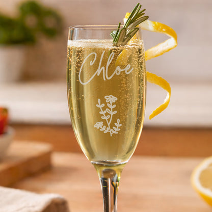 Personalised Flower Motif Flute Glass - image 2