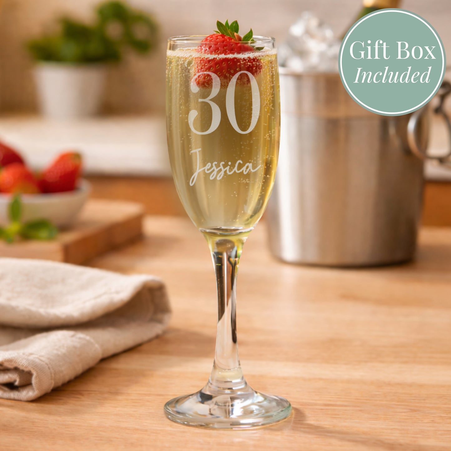 Personalised Big Age & Name Flute Glass from Heartfelt Gifts
