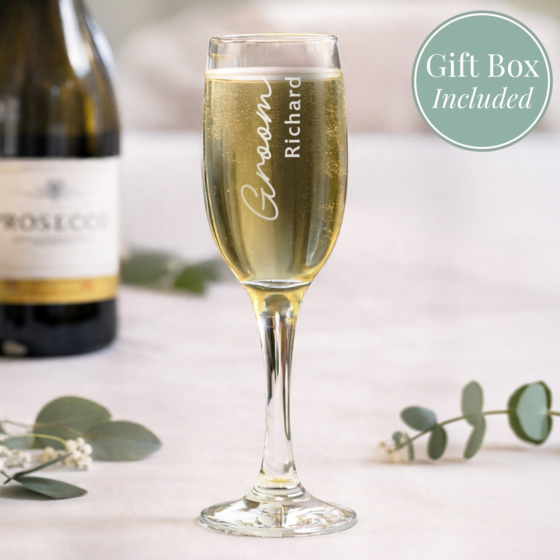 Personalised Groom Elegant Flute Glass from Heartfelt Gifts
