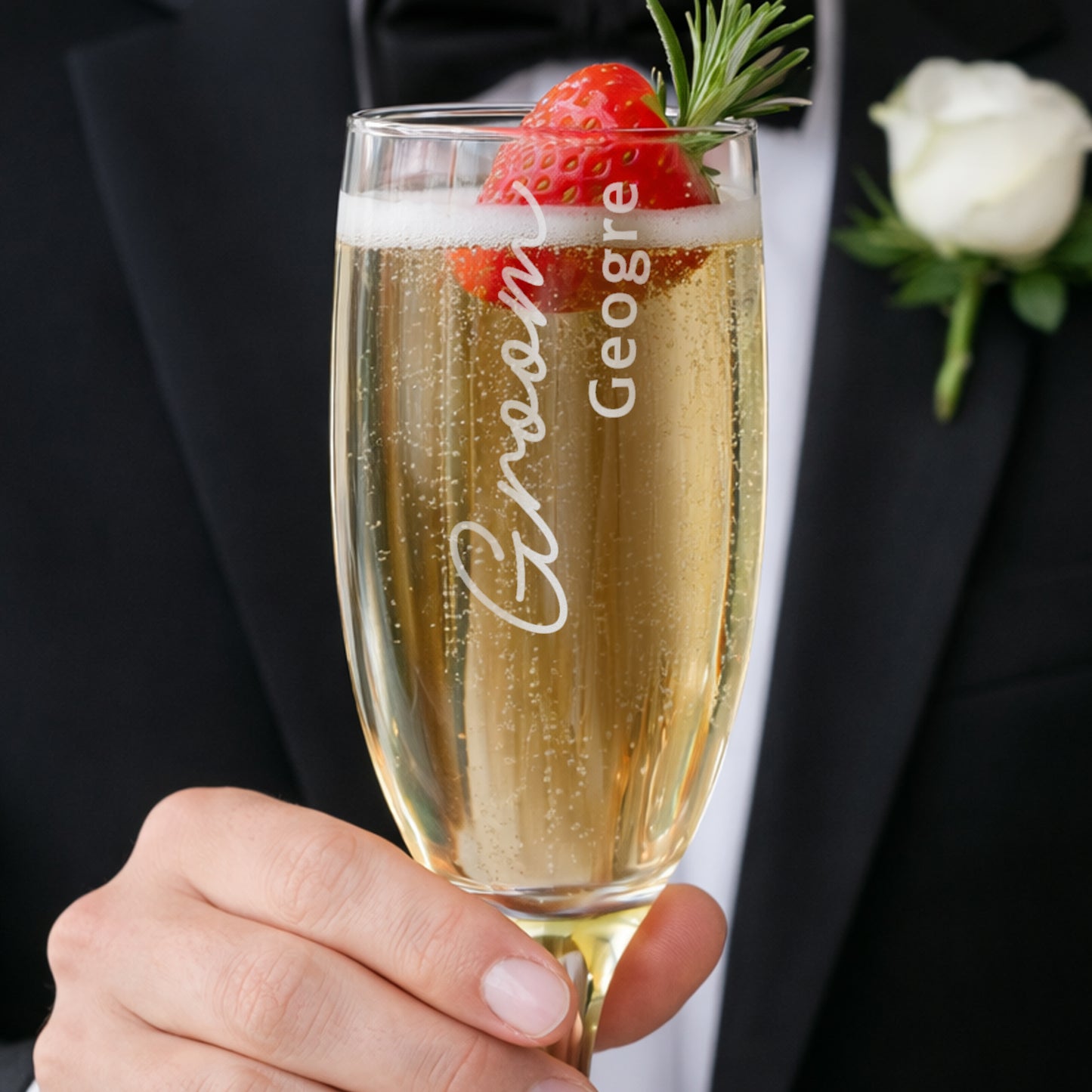 Personalised Groom Elegant Flute Glass - image 2