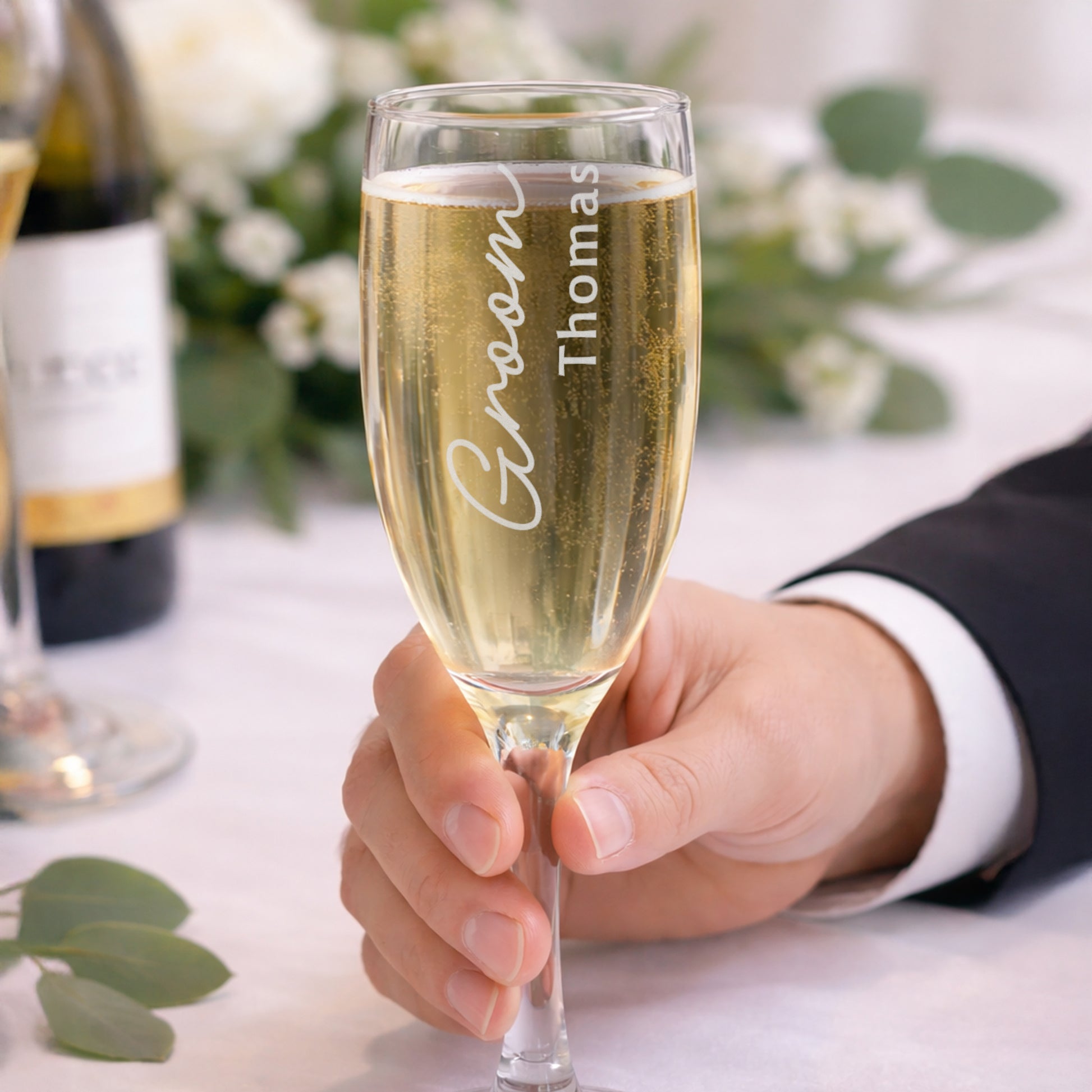 Personalised Groom Elegant Flute Glass - image 3