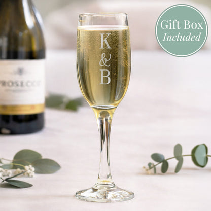 Personalised Couples Initials Flute Glass from Heartfelt Gifts