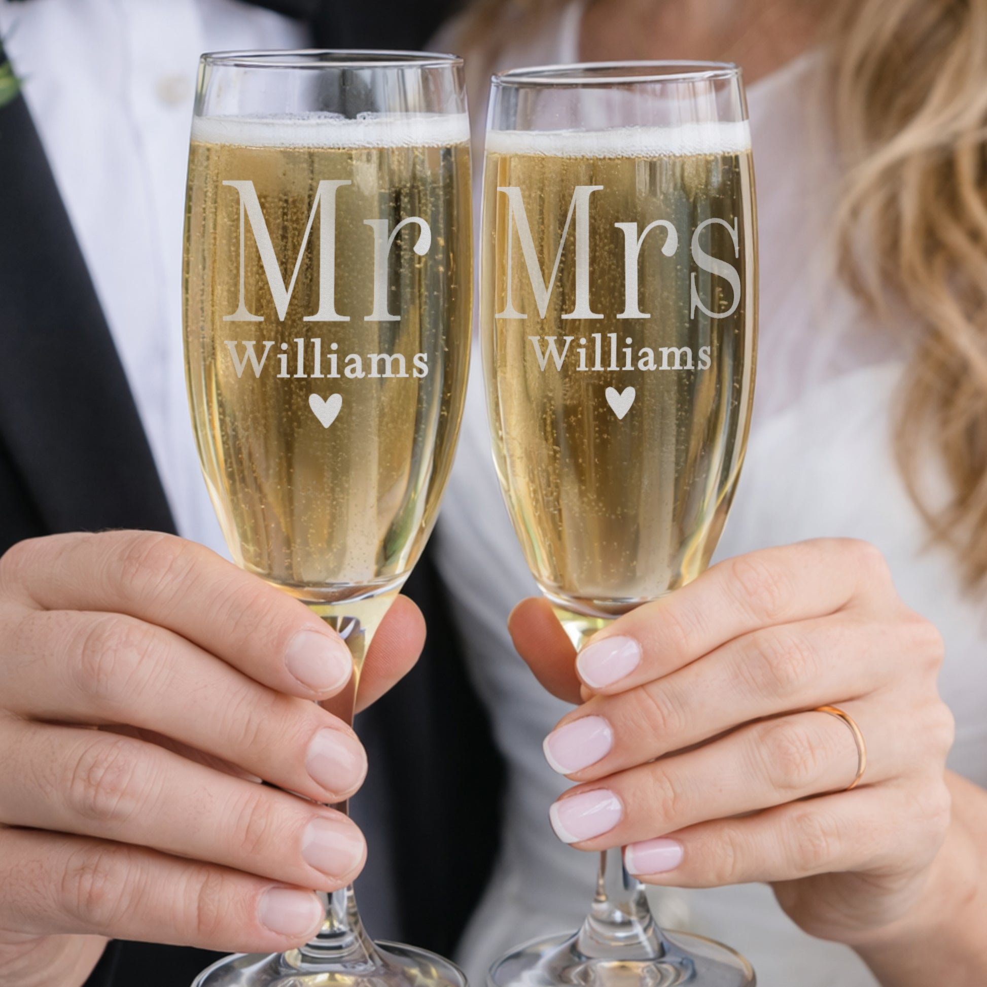 Personalised Mr & Mrs Pair of Flute Glasses - image 2