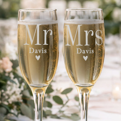 Personalised Mr & Mrs Pair of Flute Glasses - image 3