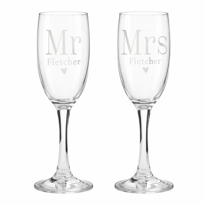 Personalised Mr & Mrs Pair of Flute Glasses - image 4
